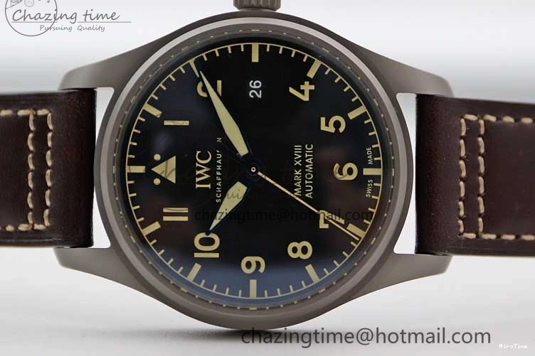 MIROTIME 0315 Mark XVIII IW327006 Titanium M+F 1:1 Best Edition Black Dial on Brown Leather Strap A Efficient 7052